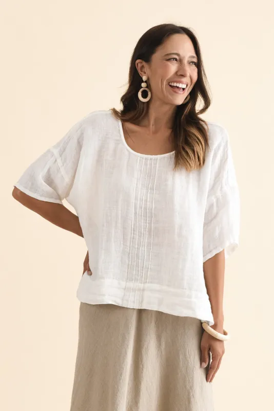Francesca Cream Linen Top sold by Blue Bungalow