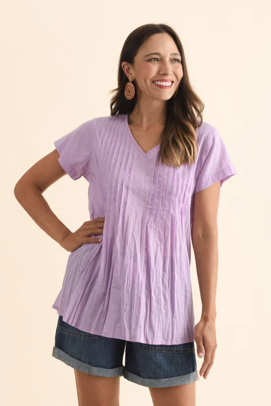 Fia Lilac Crinkle Cotton Top sold by Blue Bungalow