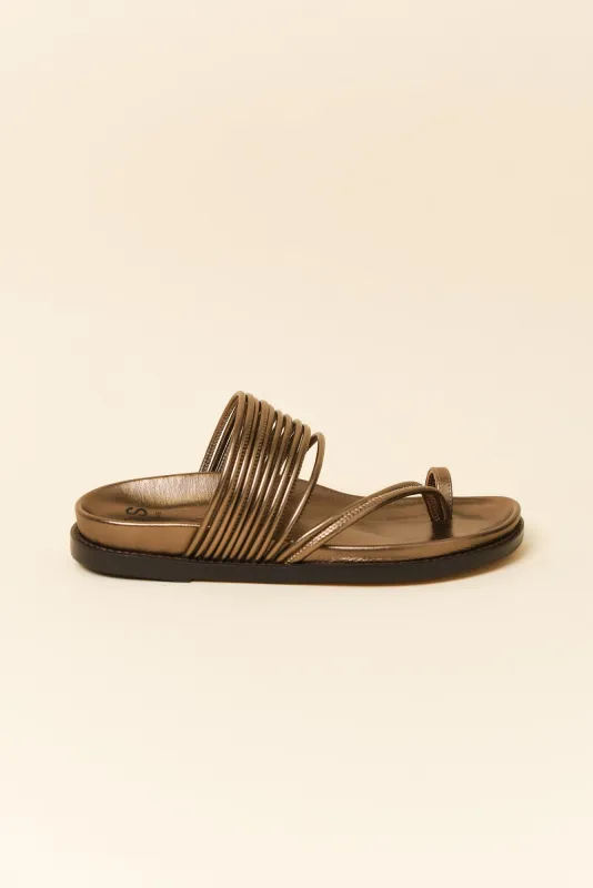 Carmelle Bronze Leather Strappy Slide sold by Blue Bungalow
