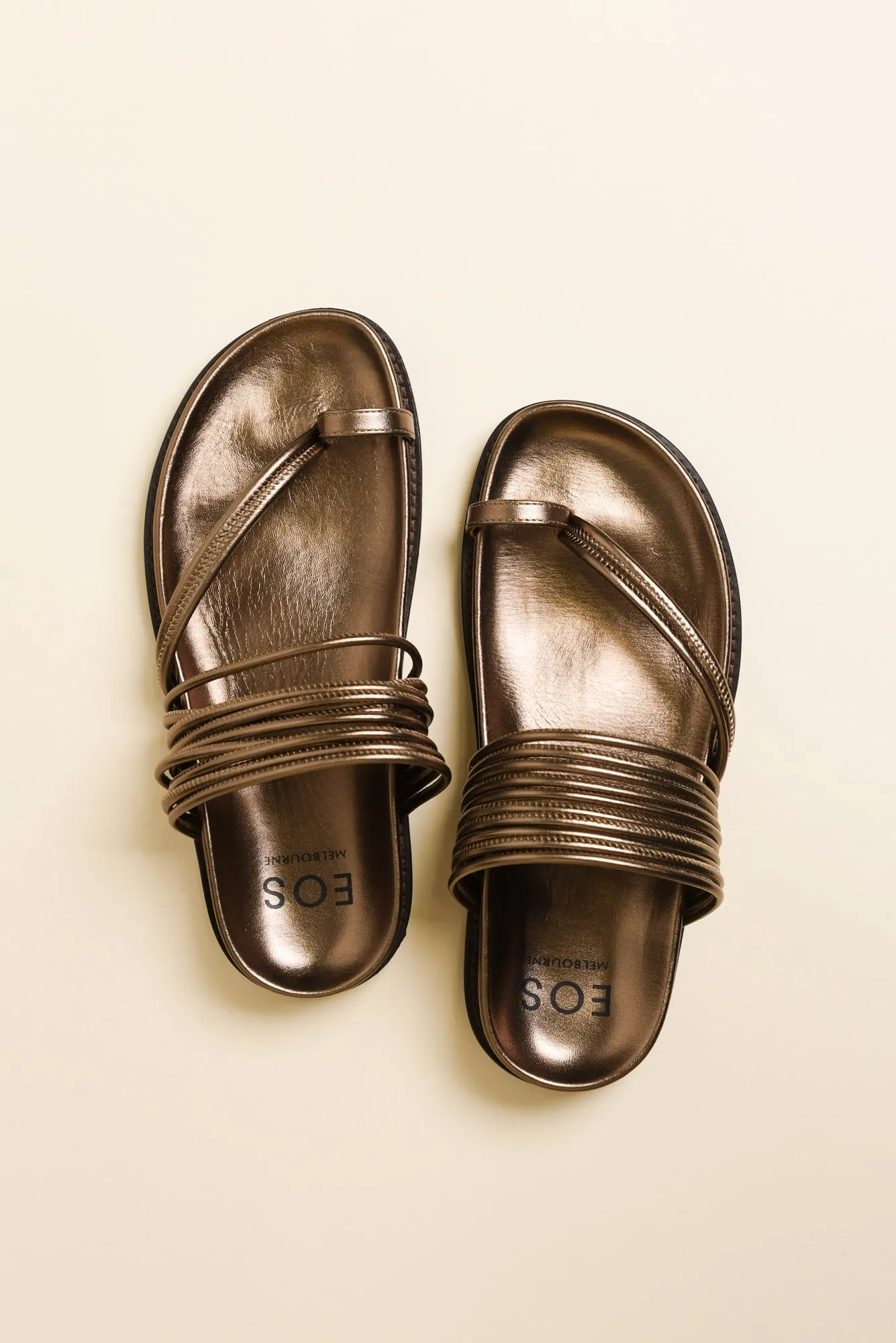 Carmelle Bronze Leather Strappy Slide sold by Blue Bungalow product image thumbnail 4