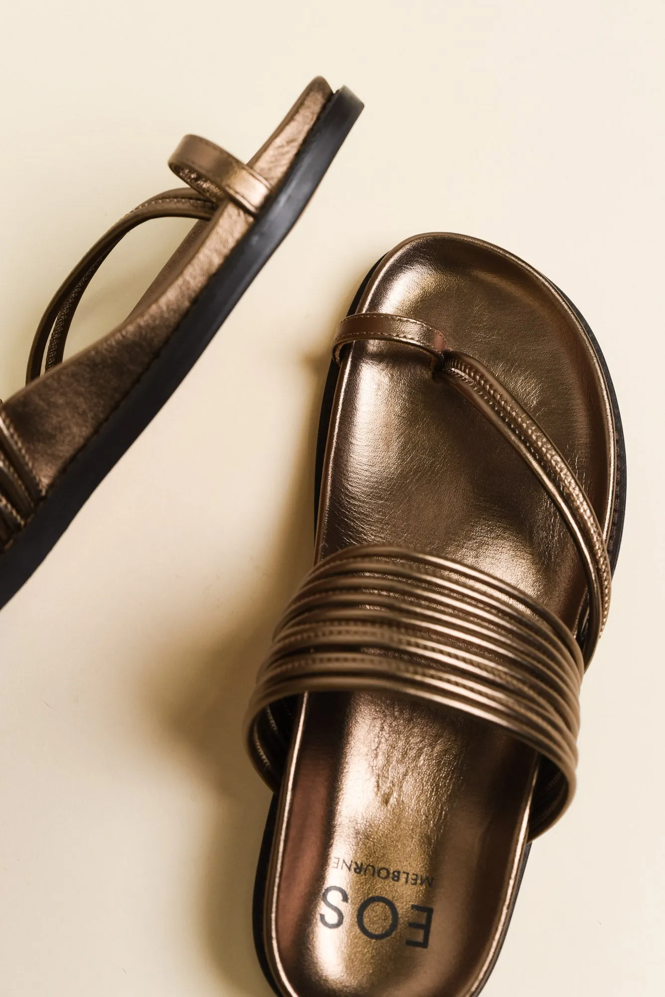 Carmelle Bronze Leather Strappy Slide sold by Blue Bungalow product image thumbnail 3