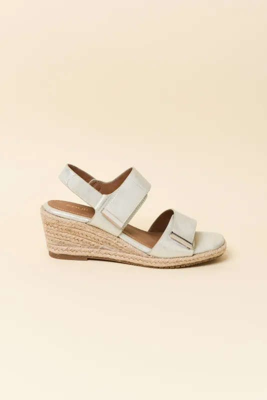 Teach Silver Espadrille Velcro Wedge sold by Blue Bungalow