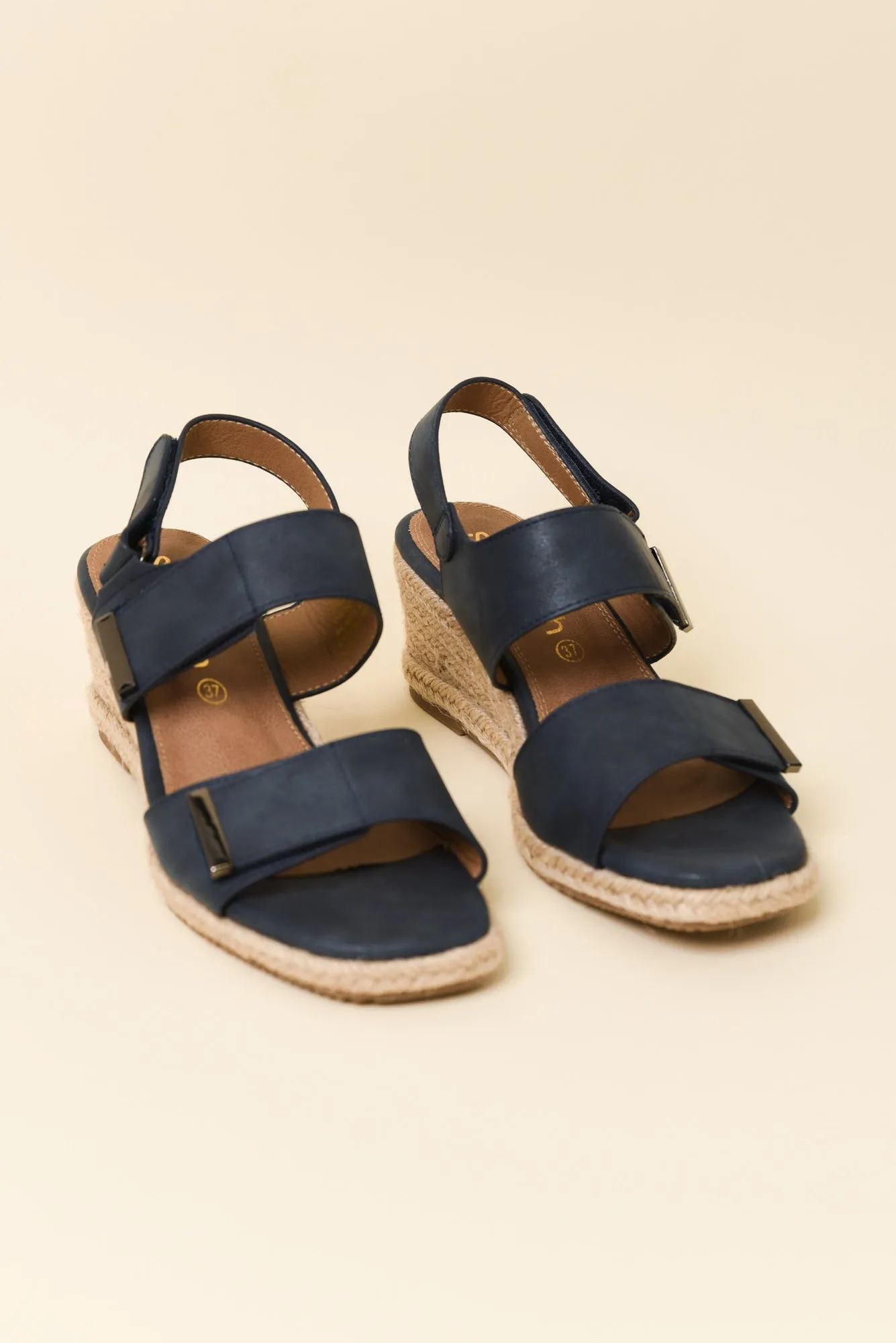 Teach Navy Espadrille Velcro Wedge sold by Blue Bungalow product image thumbnail 2