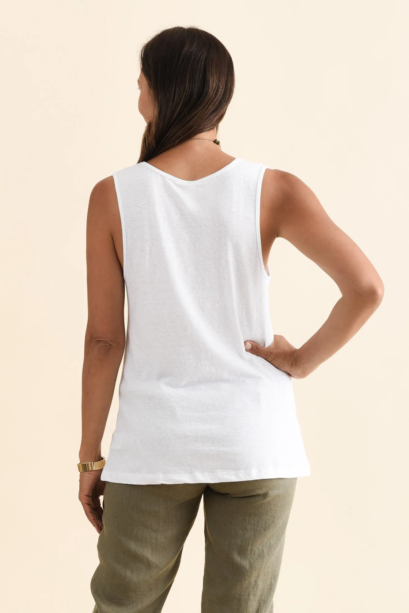 Evie White Cotton Linen Tank sold by Blue Bungalow product image thumbnail 4