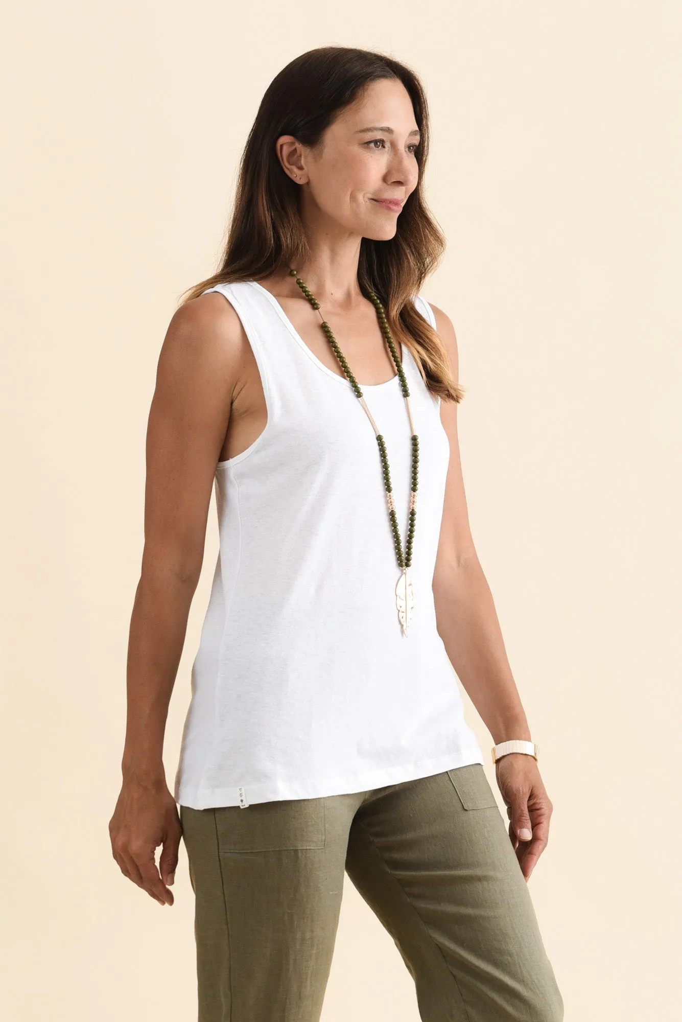 Evie White Cotton Linen Tank sold by Blue Bungalow product image thumbnail 3