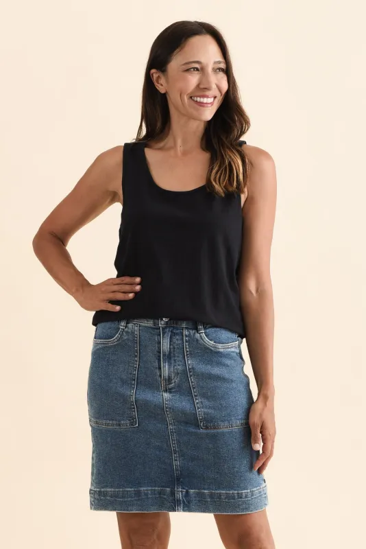 Evie Black Cotton Linen Tank sold by Blue Bungalow
