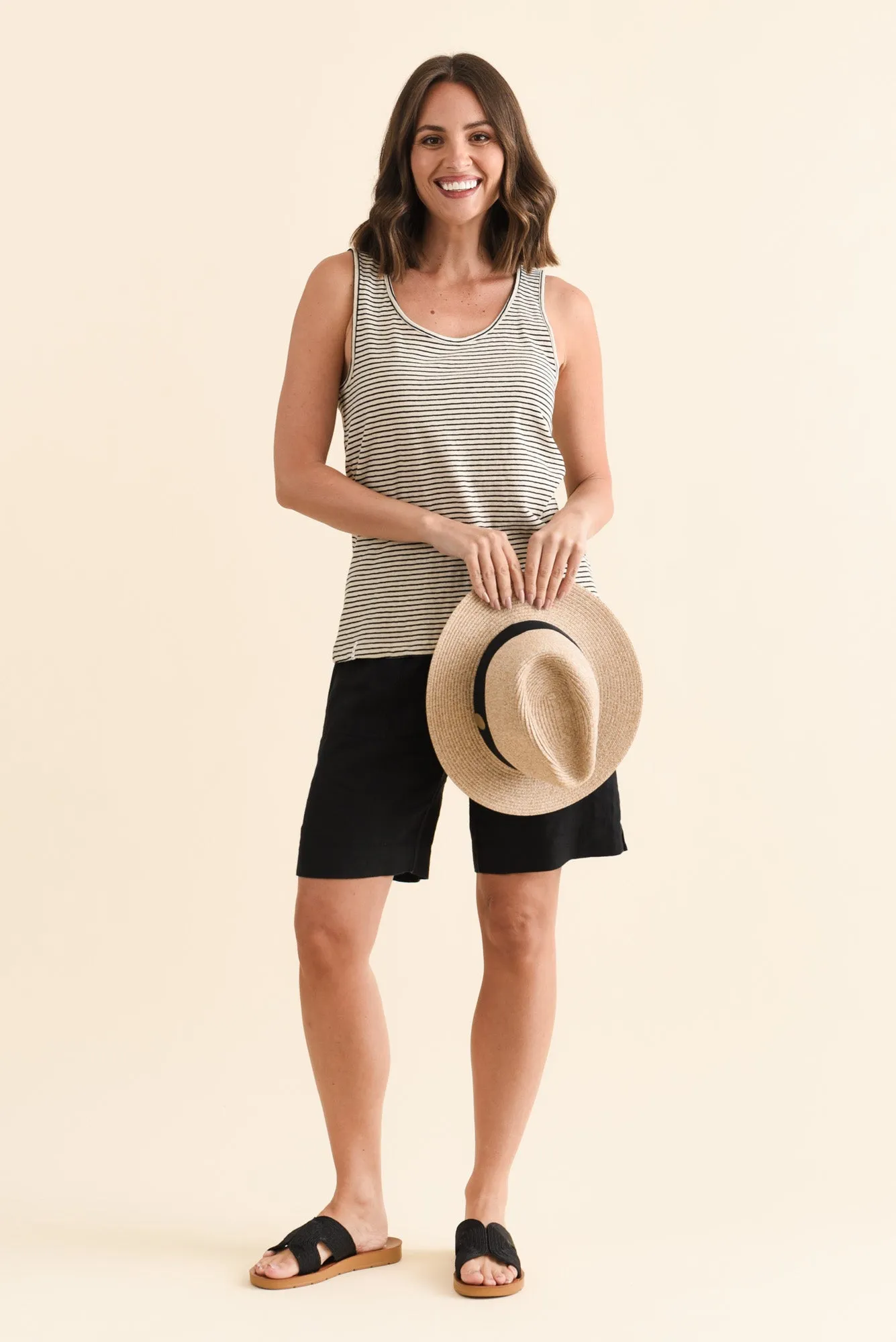 Evie Black Stripe Cotton Linen Tank sold by Blue Bungalow product image thumbnail 2