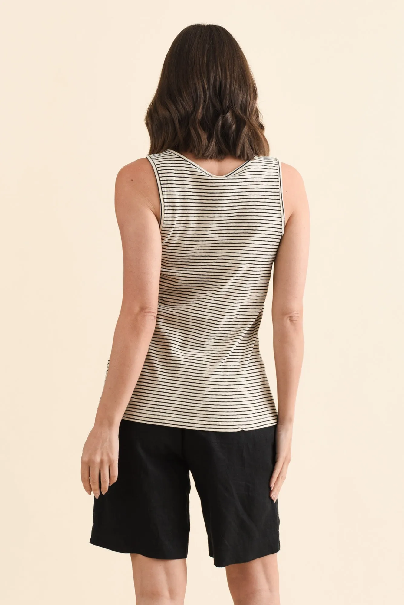 Evie Black Stripe Cotton Linen Tank sold by Blue Bungalow product image thumbnail 4