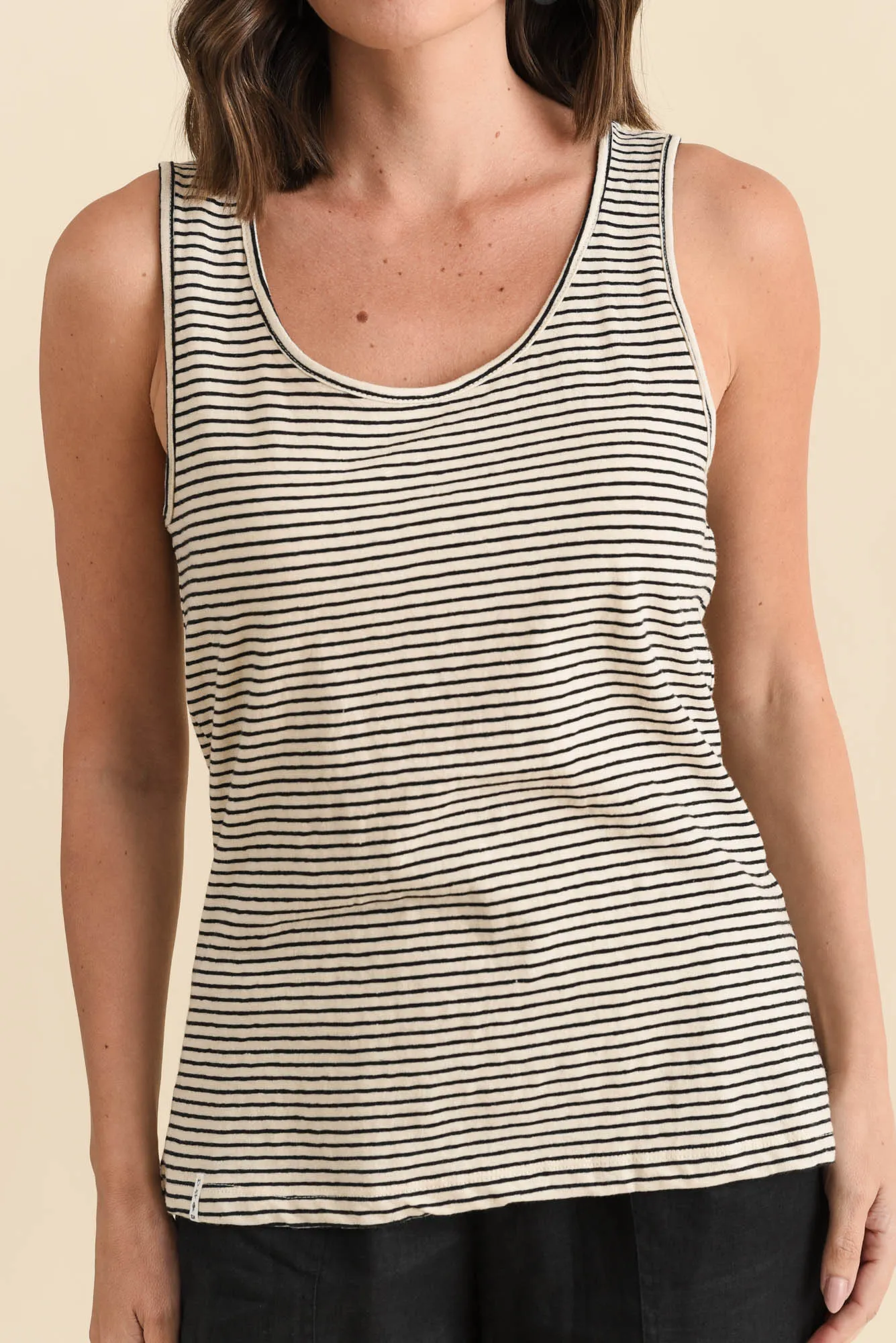 Evie Black Stripe Cotton Linen Tank sold by Blue Bungalow product image thumbnail 5
