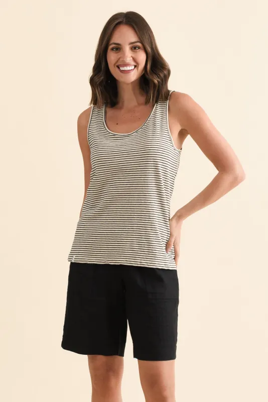 Evie Black Stripe Cotton Linen Tank sold by Blue Bungalow