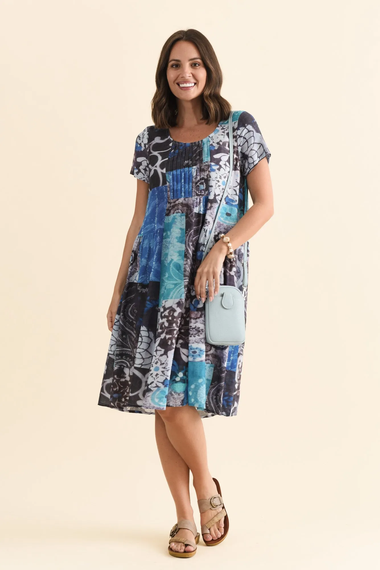 Hansen Blue Patchwork Cotton Dress sold by Blue Bungalow