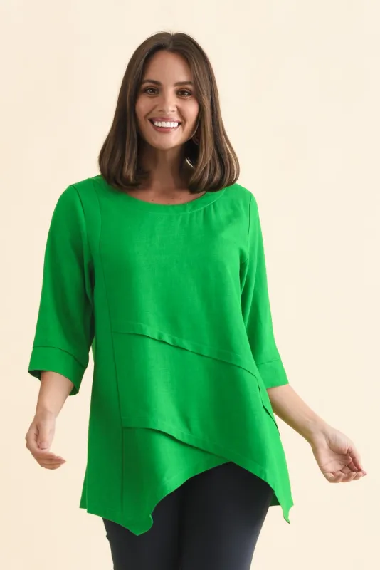 Anya Light Green Linen Cotton Top sold by Blue Bungalow