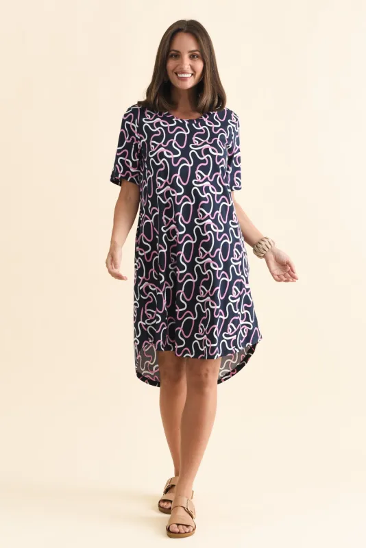 Florida Navy Abstract Cotton Tee Dress sold by Blue Bungalow