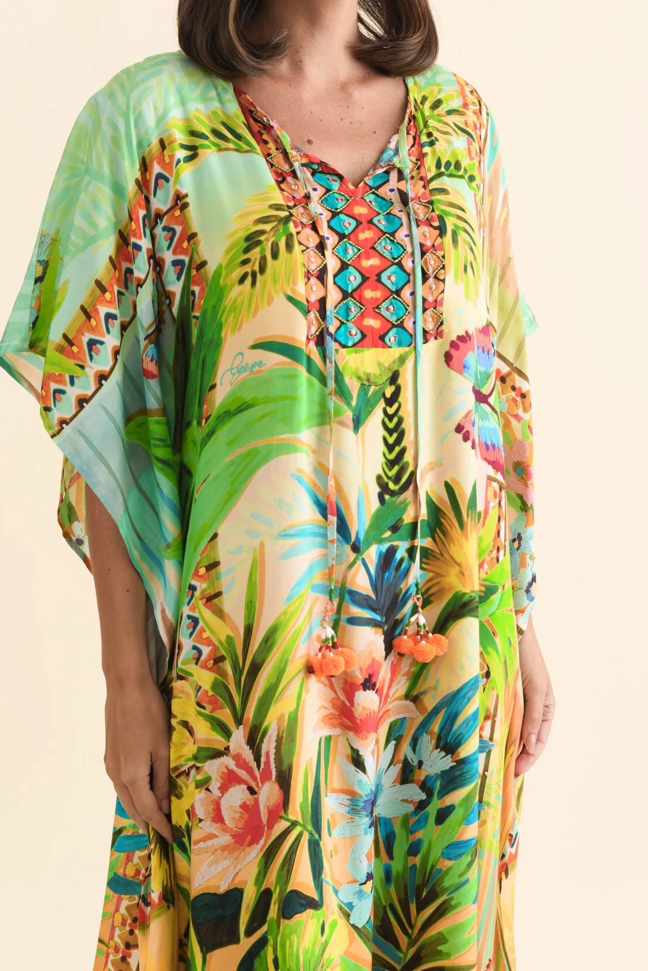 Alohi Green Tropical Kaftan sold by Blue Bungalow product image thumbnail 5