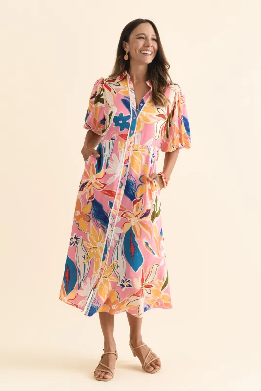 Eri Pink Floral Tie Dress sold by Blue Bungalow