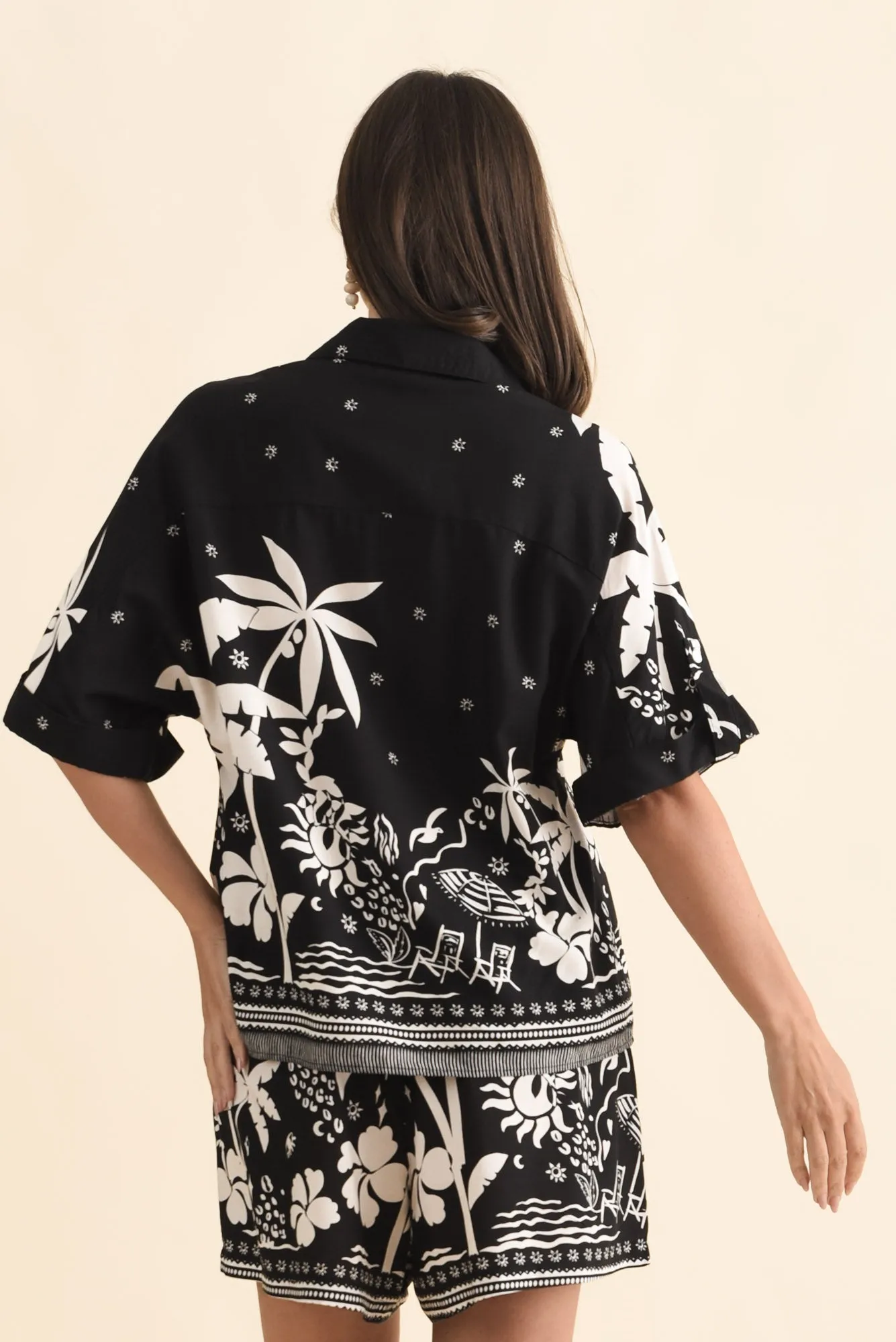 Martine Black Tropical Button Shirt sold by Blue Bungalow product image thumbnail 4