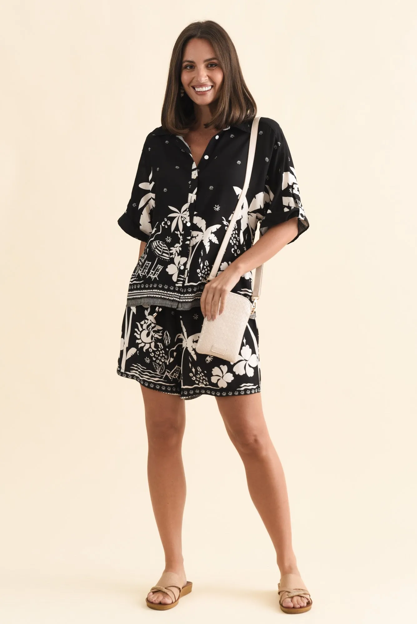 Martine Black Tropical Button Shirt sold by Blue Bungalow product image thumbnail 2