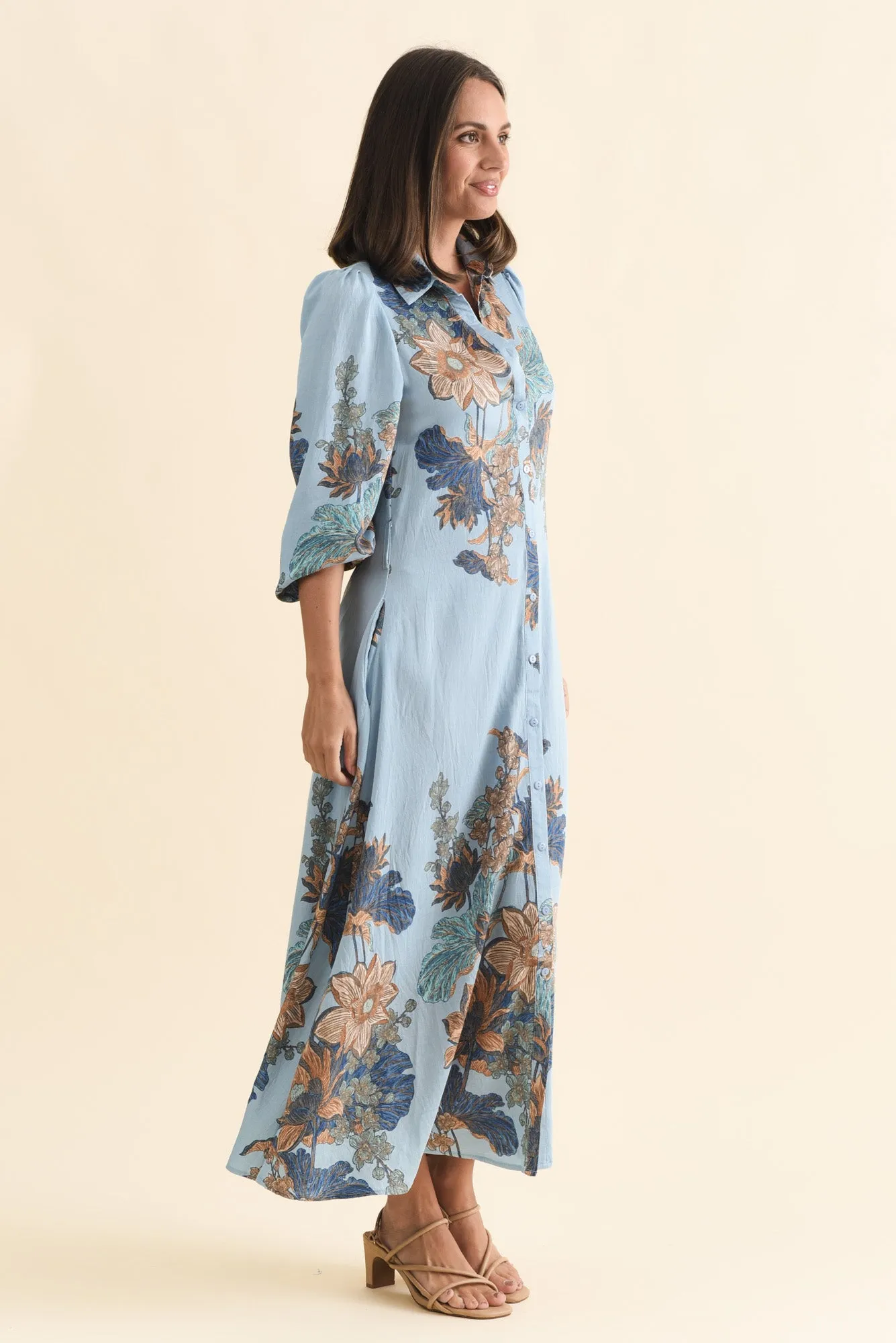 Calia Blue Floral Shirt Dress sold by Blue Bungalow product image thumbnail 3