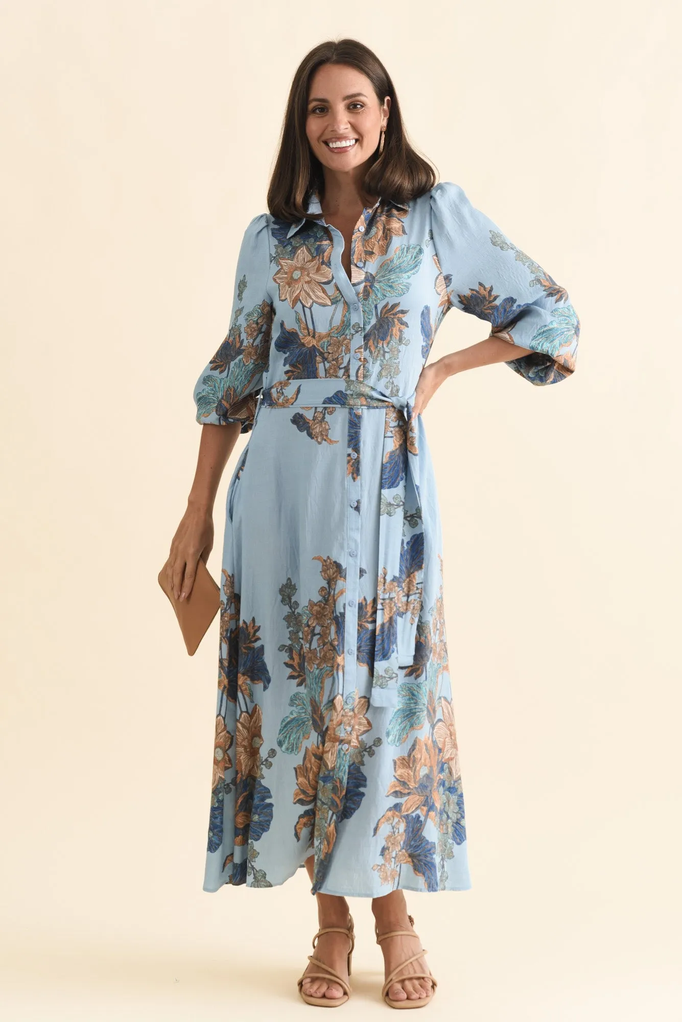 Calia Blue Floral Shirt Dress sold by Blue Bungalow product image thumbnail 2