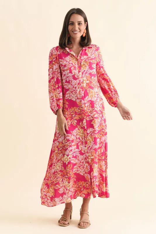 Ciera Pink Floral Shirt Dress sold by Blue Bungalow