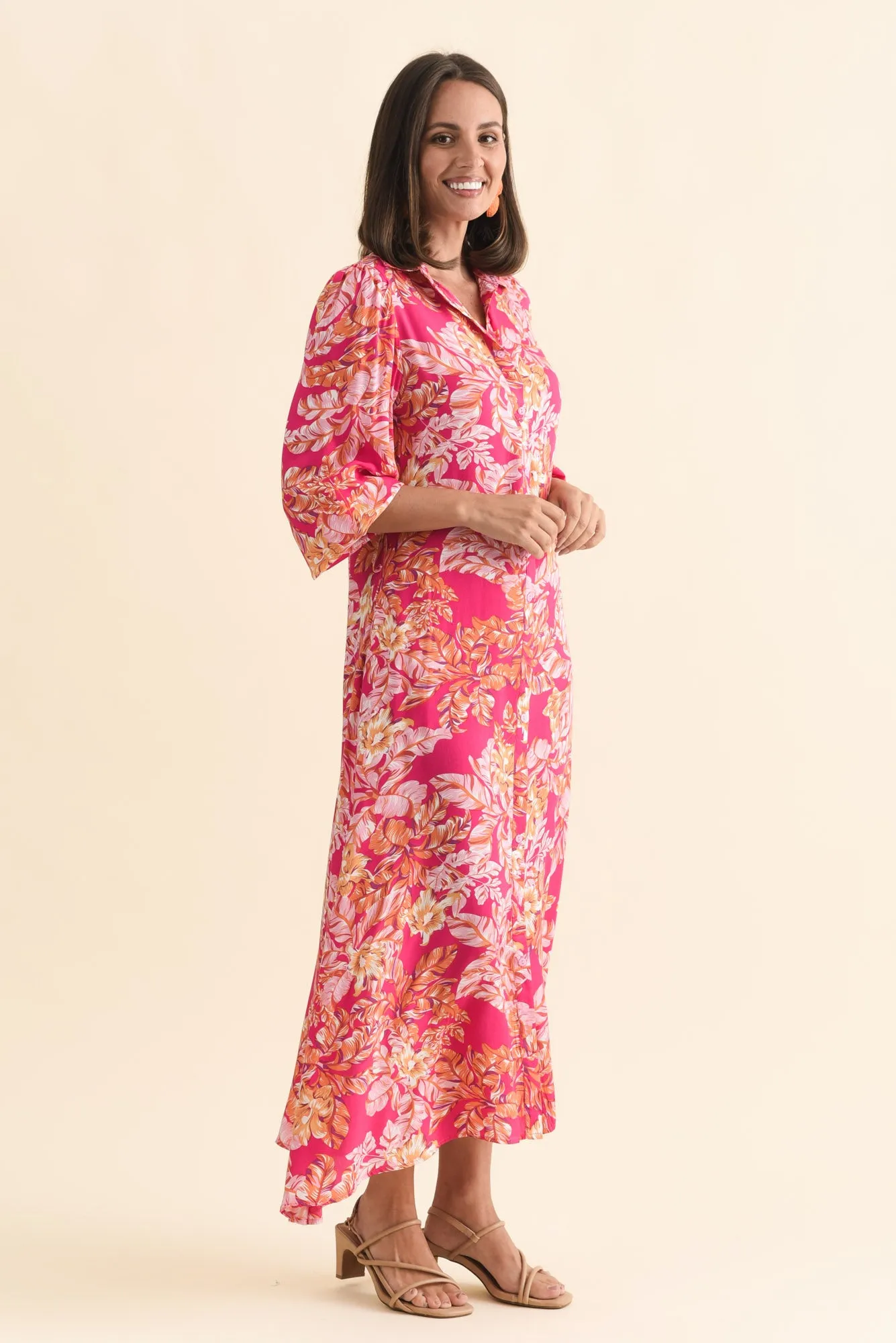 Ciera Pink Floral Shirt Dress sold by Blue Bungalow product image thumbnail 4