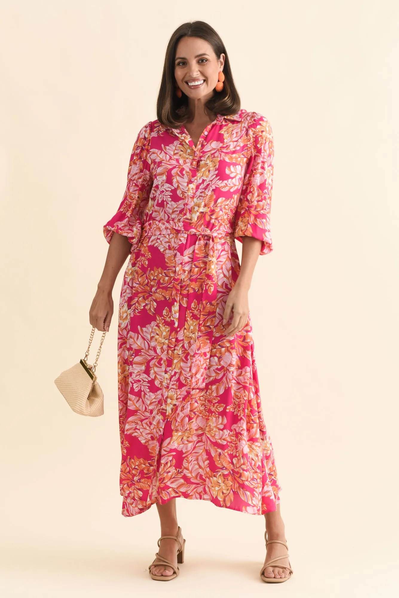 Ciera Pink Floral Shirt Dress sold by Blue Bungalow product image thumbnail 2
