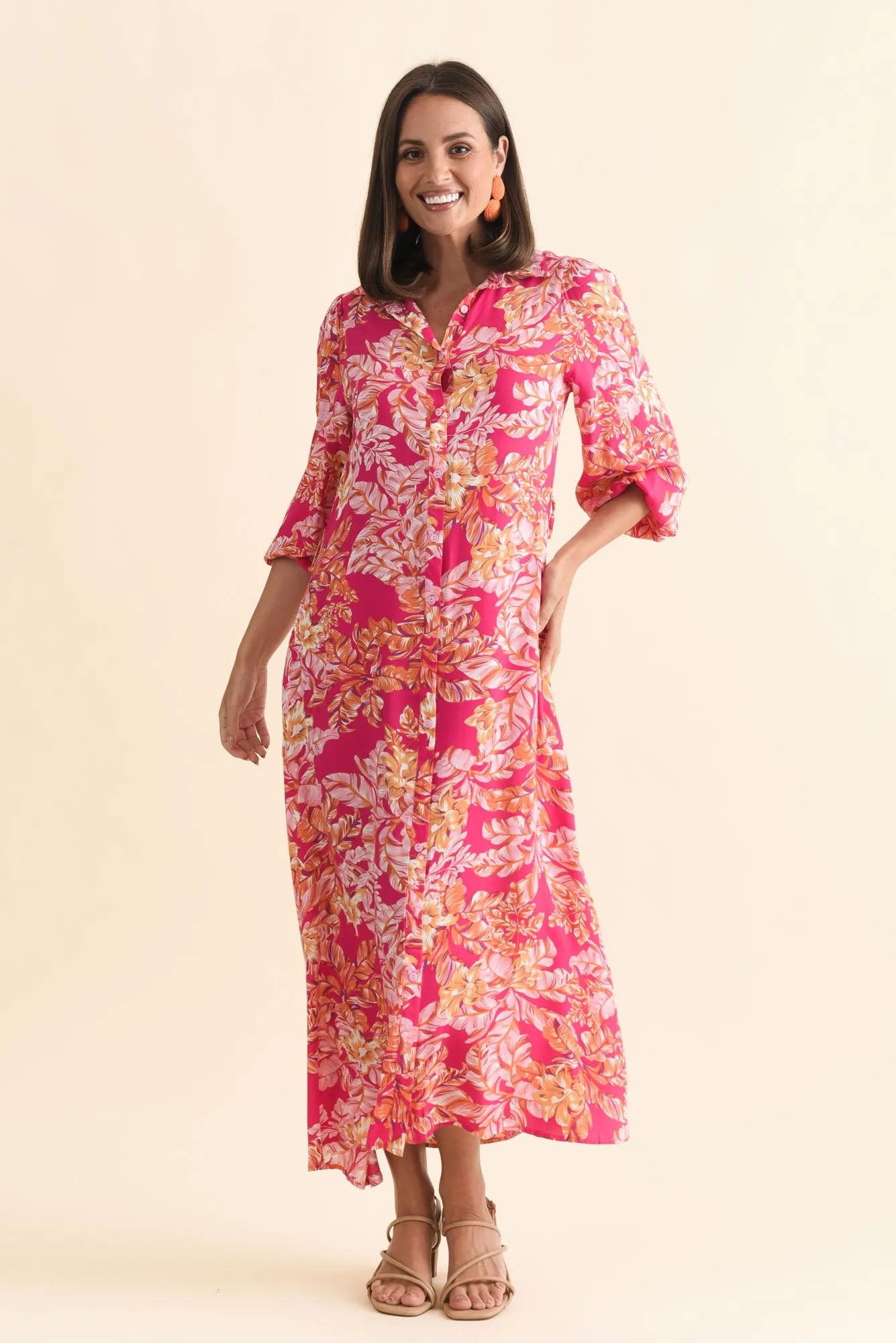 Ciera Pink Floral Shirt Dress sold by Blue Bungalow product image thumbnail 3