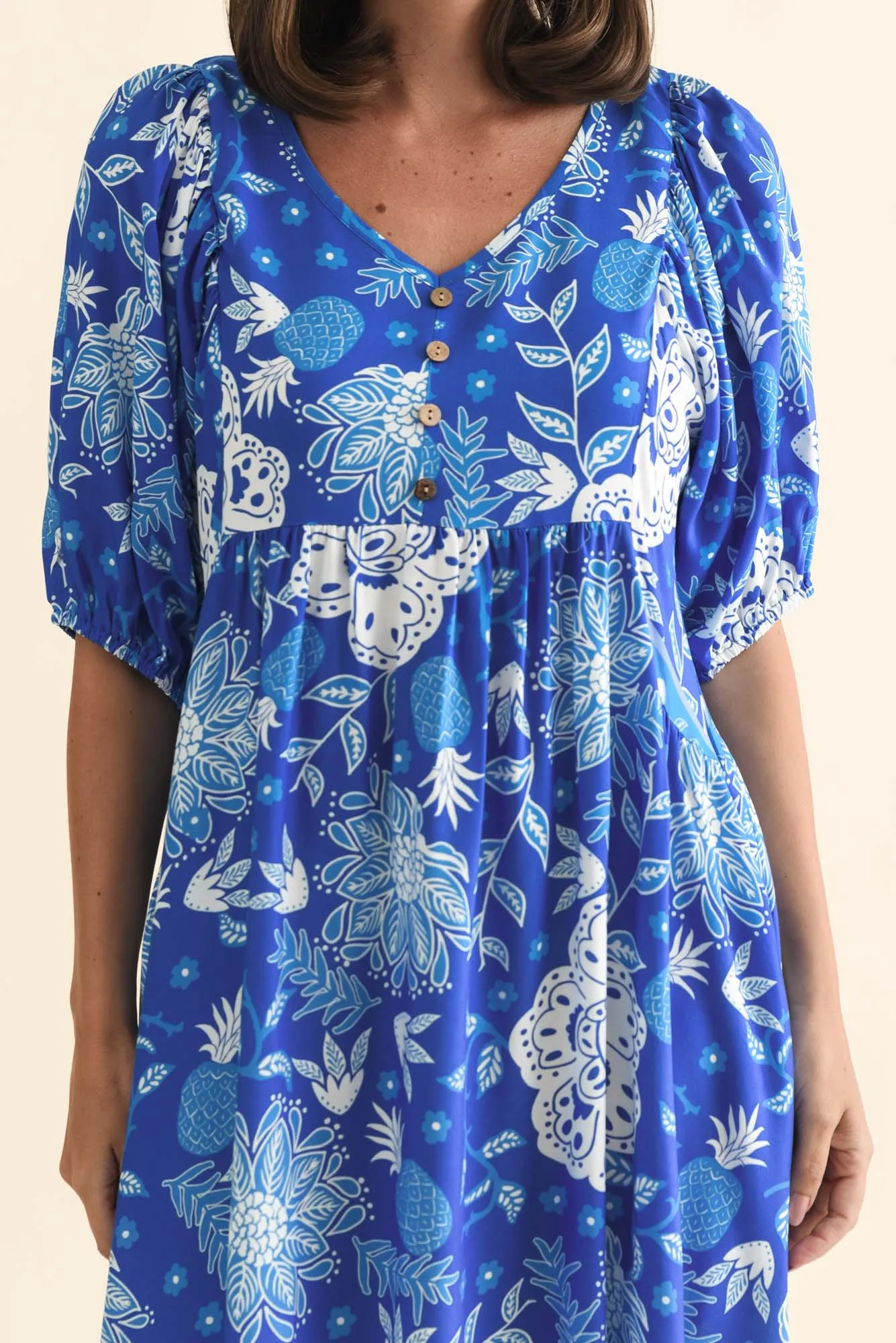 Kacey Blue Floral Button Dress sold by Blue Bungalow product image thumbnail 5