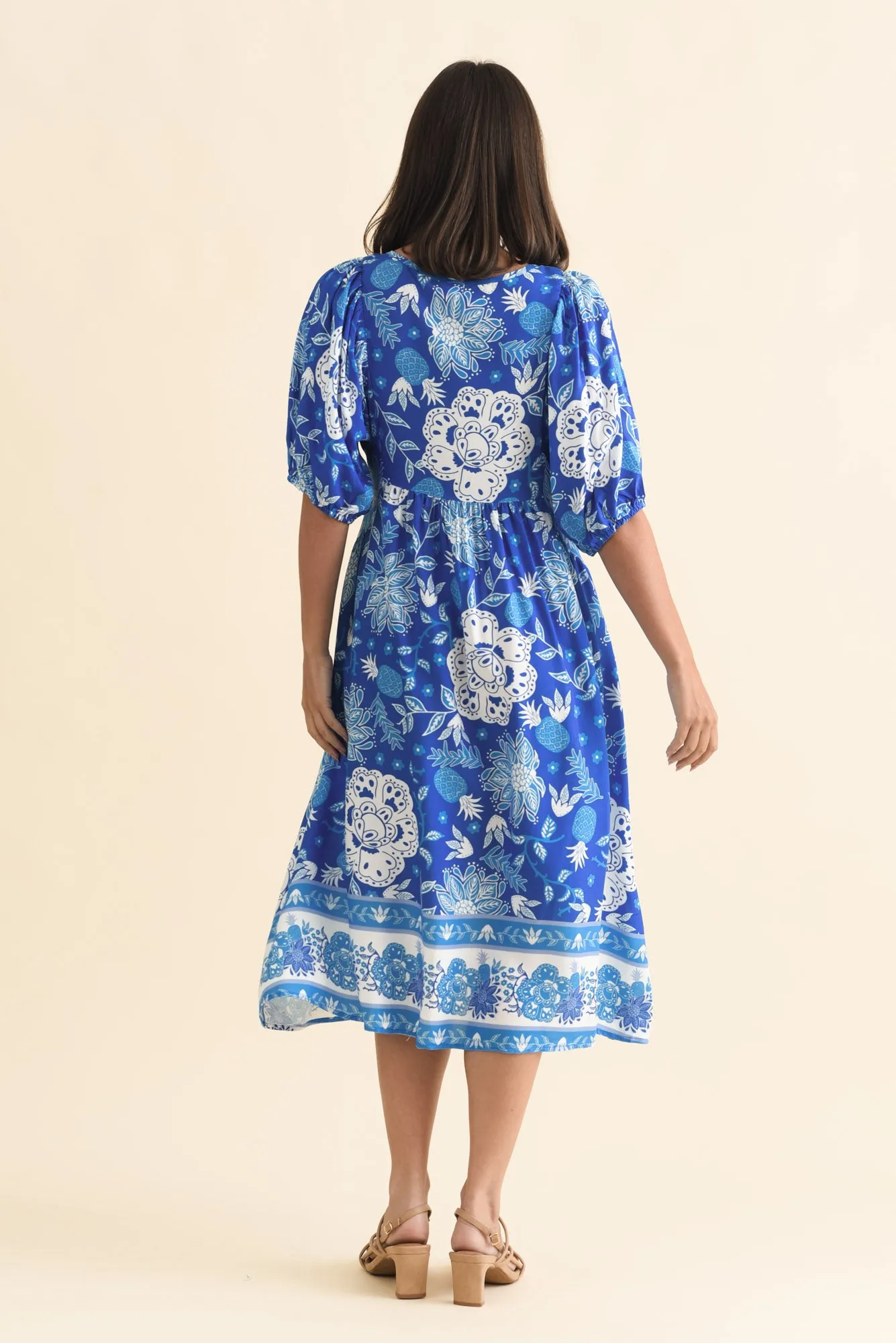 Kacey Blue Floral Button Dress sold by Blue Bungalow product image thumbnail 4