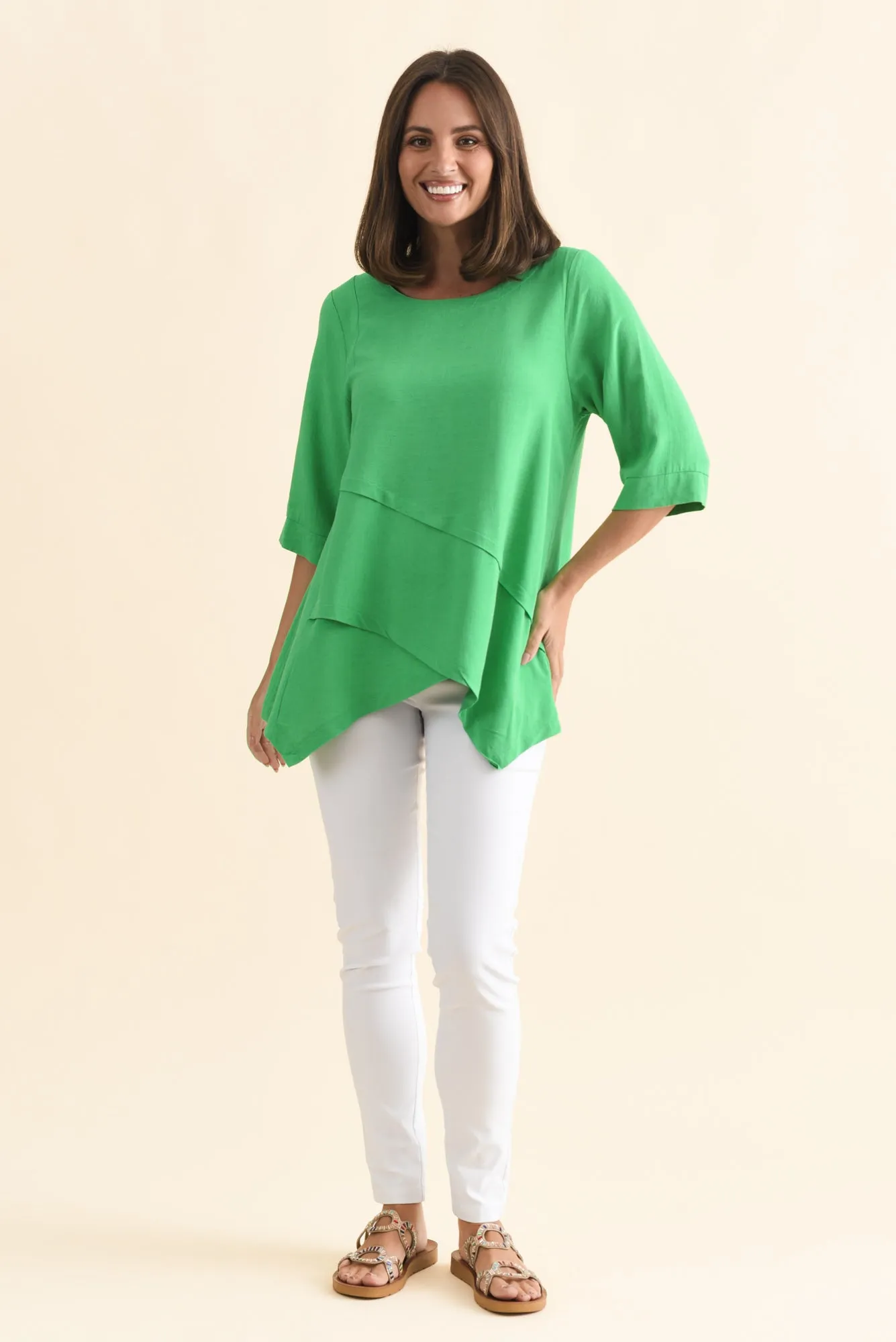 Anya Lime Green Linen Cotton Top sold by Blue Bungalow product image thumbnail 2