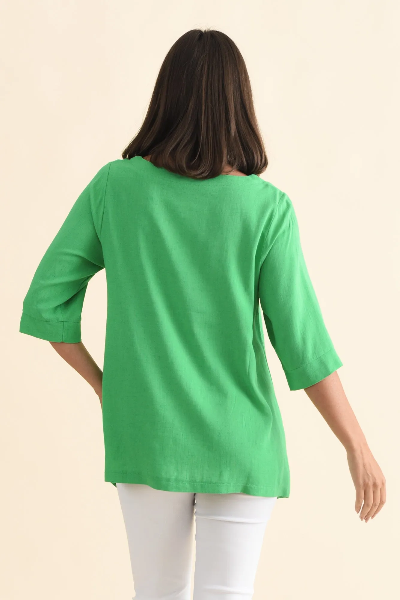 Anya Lime Green Linen Cotton Top sold by Blue Bungalow product image thumbnail 4
