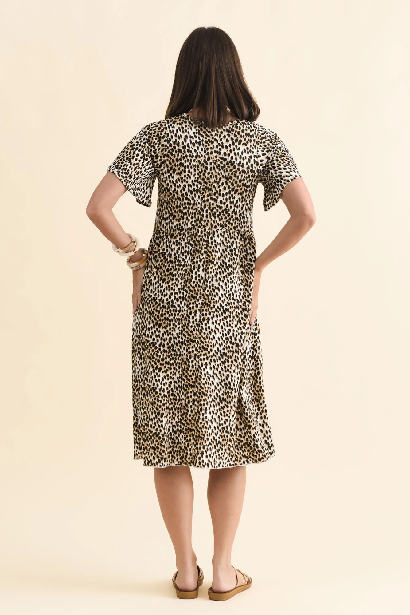 Donna Brown Cheetah Gathered Dress sold by Blue Bungalow product image thumbnail 4