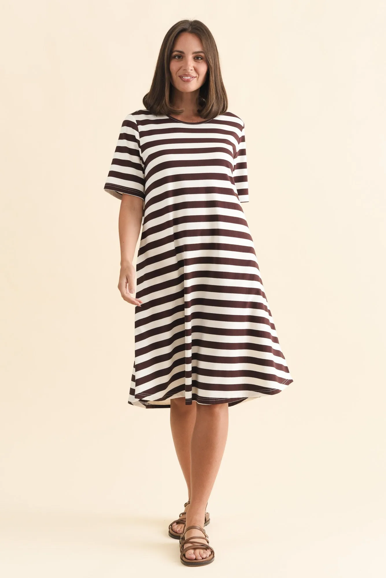 Eloise Brown Stripe Cotton Tee Dress sold by Blue Bungalow product image thumbnail 2