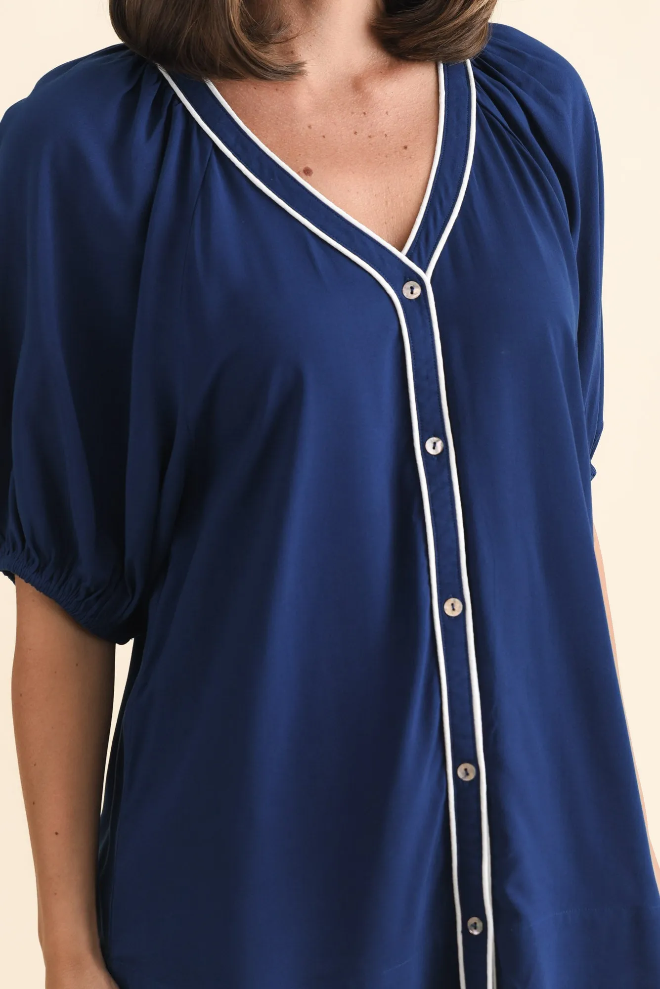Rio Reef Navy Contrast Button Blouse sold by Blue Bungalow product image thumbnail 5