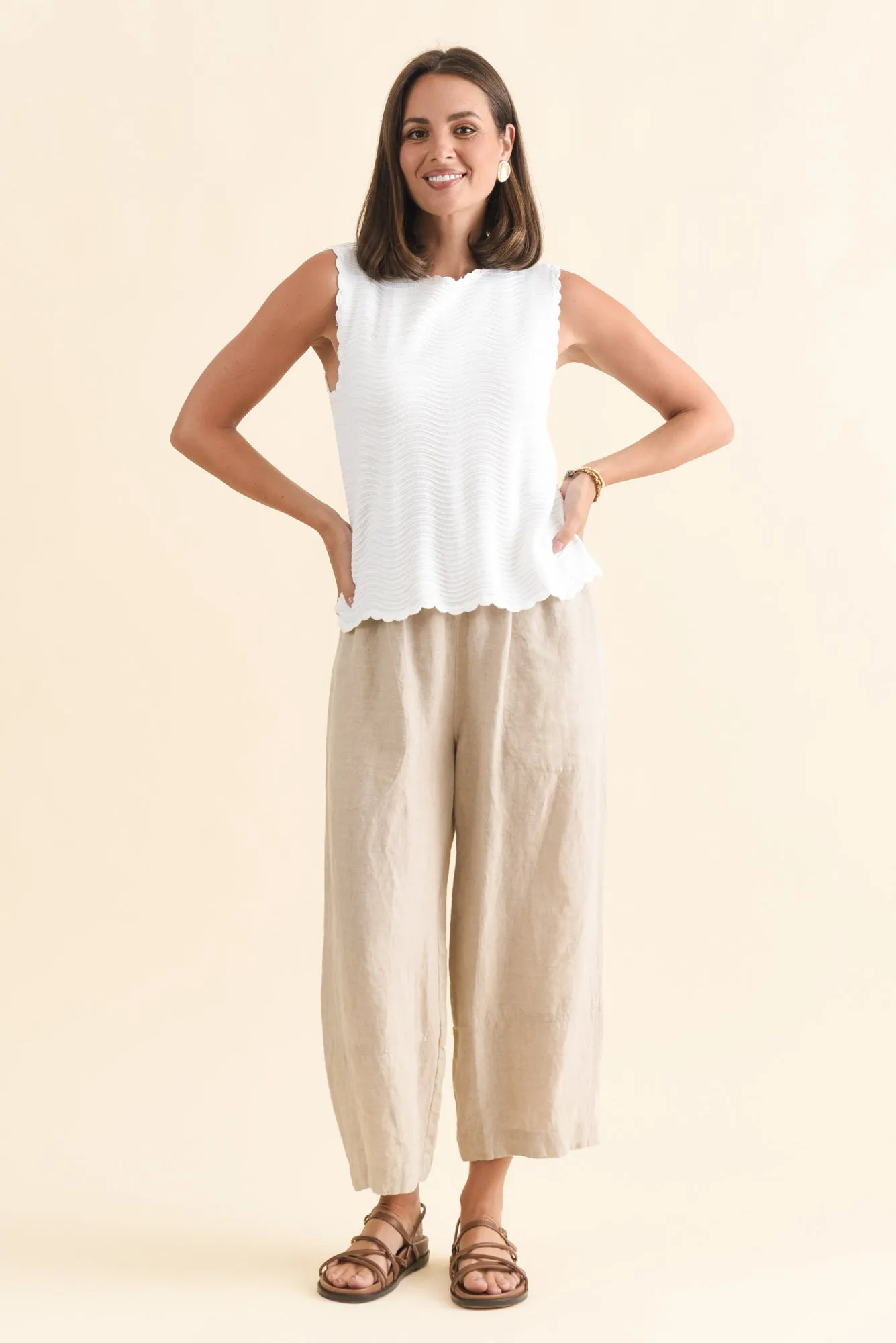 Aviva White Stripe Cotton Knit Tank sold by Blue Bungalow product image thumbnail 2