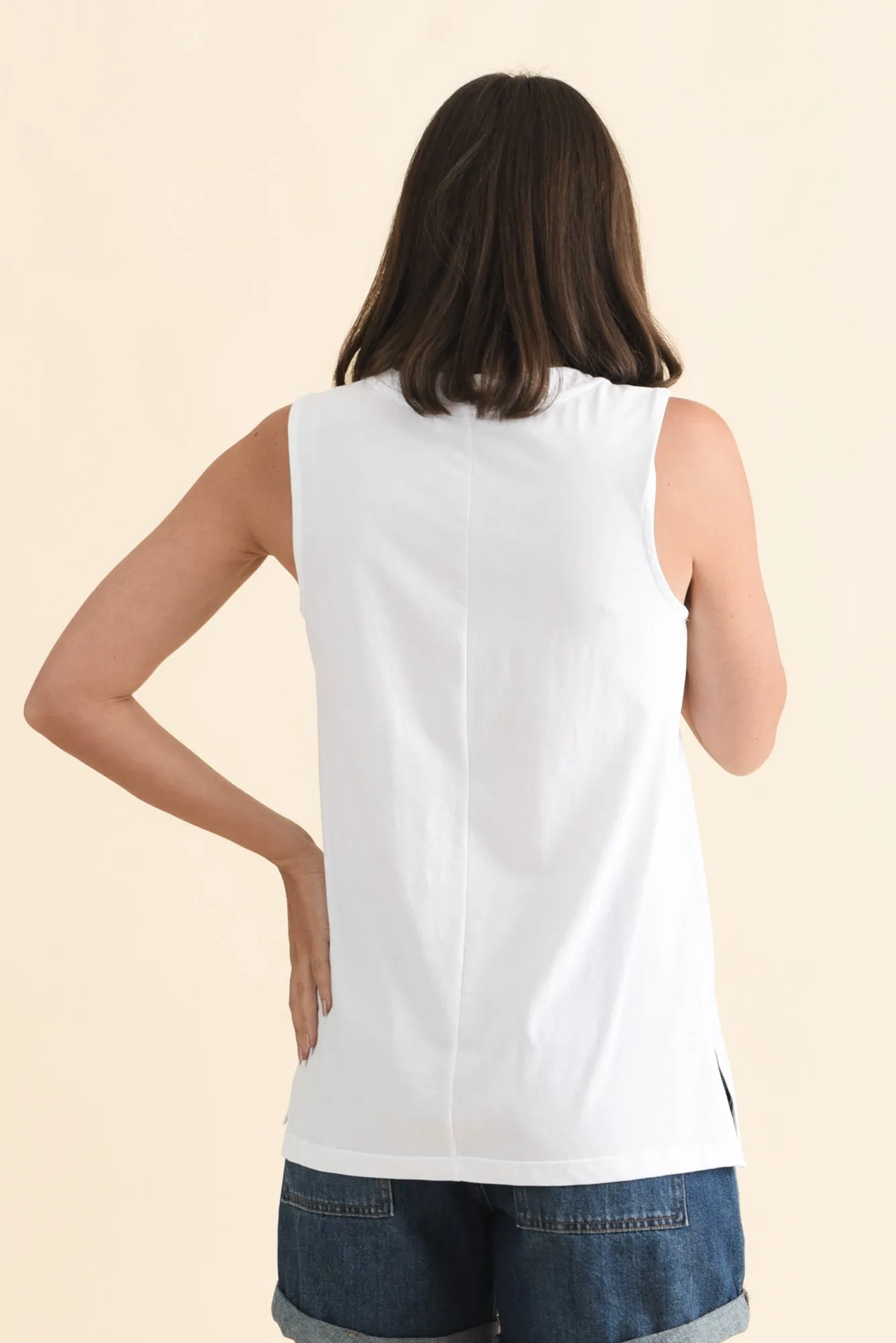 Trinity White Cotton V Neck Tank sold by Blue Bungalow product image thumbnail 4