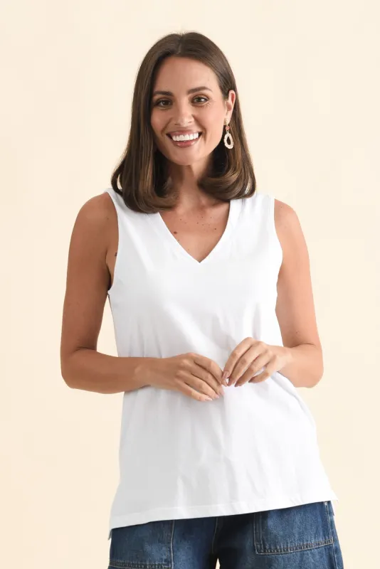 Trinity White Cotton V Neck Tank sold by Blue Bungalow