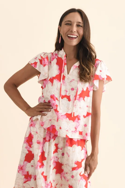 Lyra Red Floral Tie Top sold by Blue Bungalow