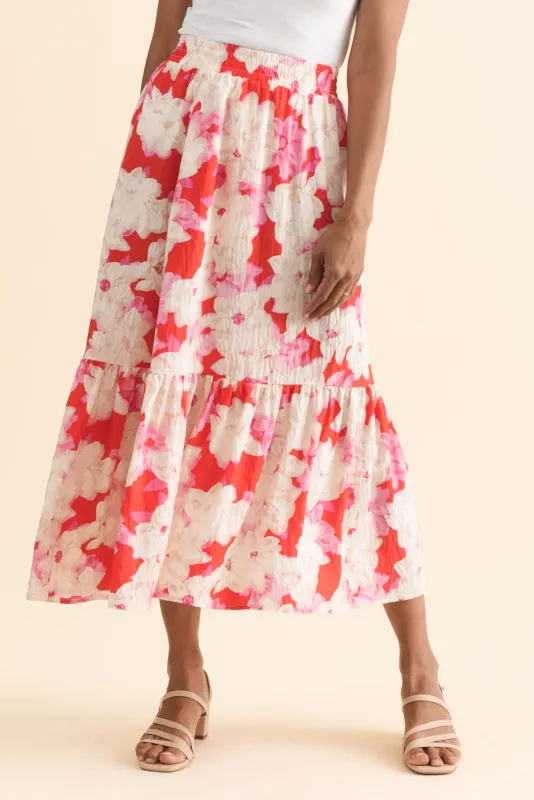 Maggie Red Floral Pocket Skirt sold by Blue Bungalow