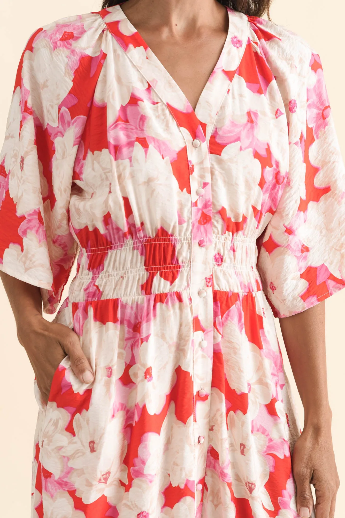 Moxie Red Floral Button Dress sold by Blue Bungalow product image thumbnail 5