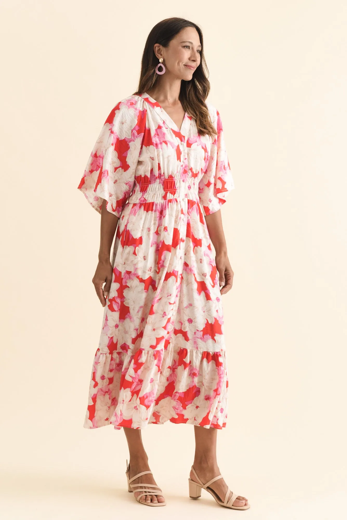 Moxie Red Floral Button Dress sold by Blue Bungalow product image thumbnail 3