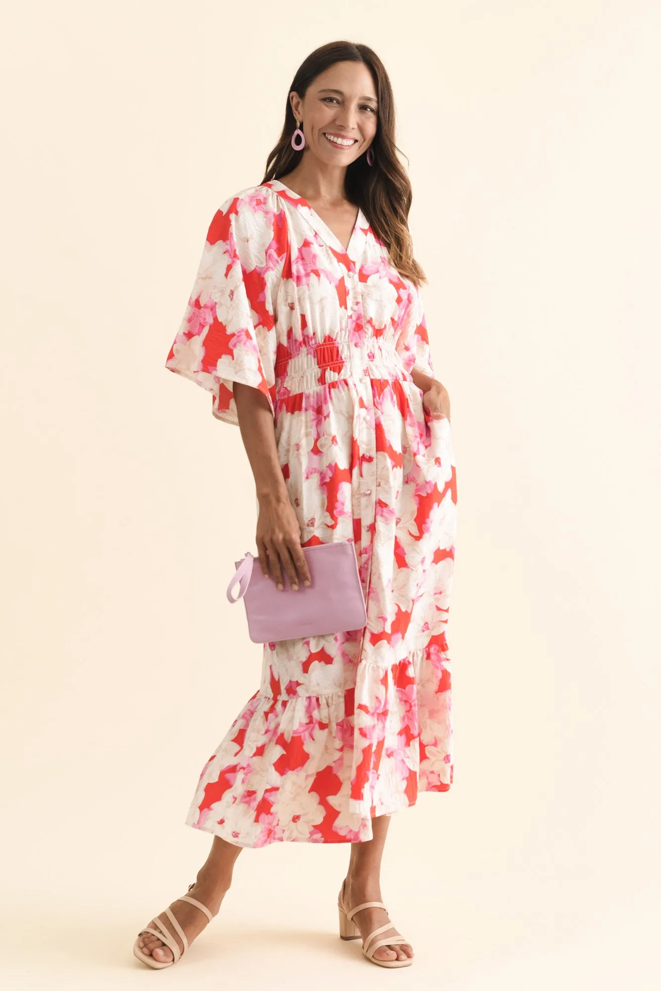 Moxie Red Floral Button Dress sold by Blue Bungalow product image thumbnail 2