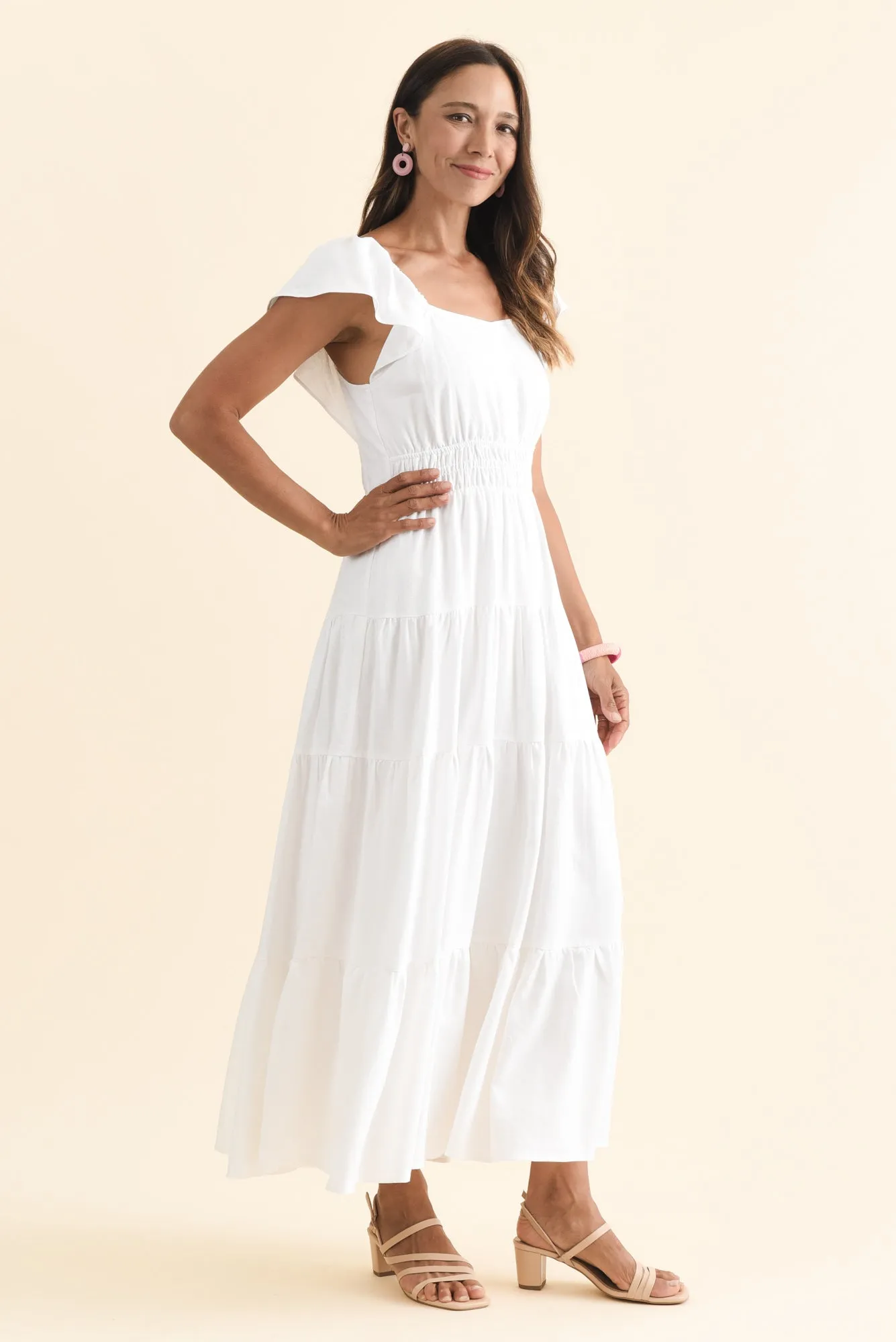 Sadie White Tier Maxi Dress sold by Blue Bungalow product image thumbnail 3