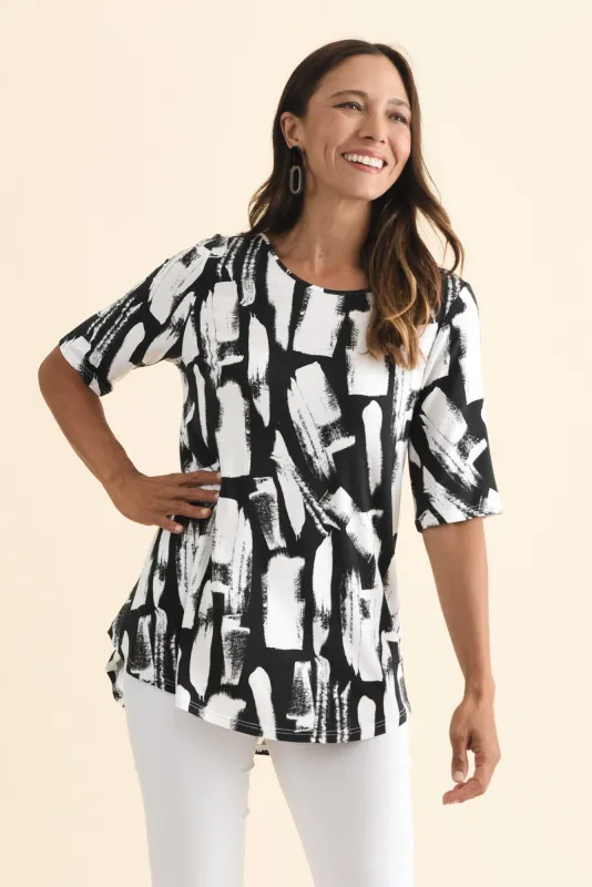 Buttery Black Brush Stroke Half Sleeve Tee sold by Blue Bungalow