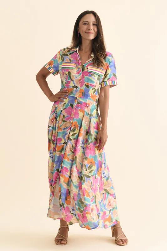 Rossellini Pink Floral Tie Maxi Dress sold by Blue Bungalow