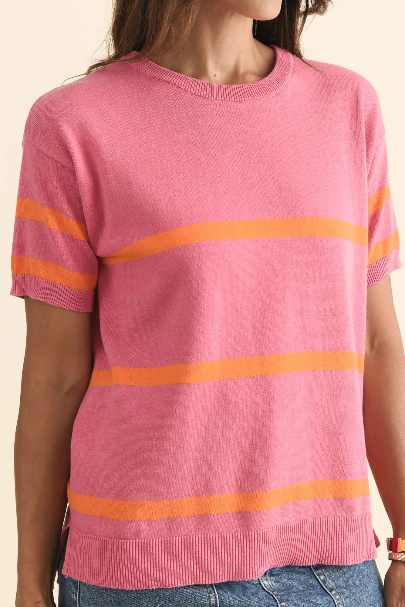 Sage Pink Stripe Cotton Knit Top sold by Blue Bungalow product image thumbnail 5