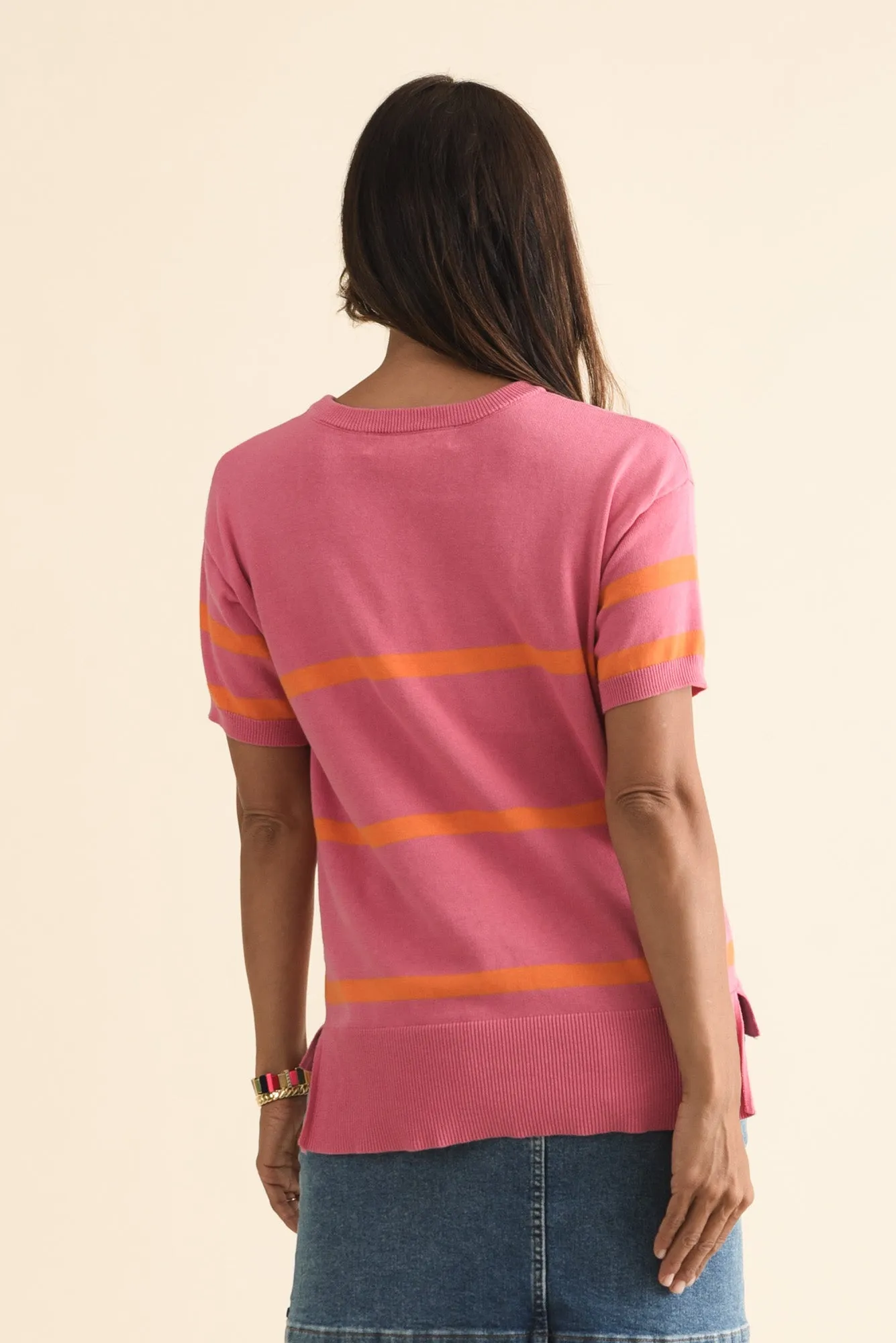Sage Pink Stripe Cotton Knit Top sold by Blue Bungalow product image thumbnail 4