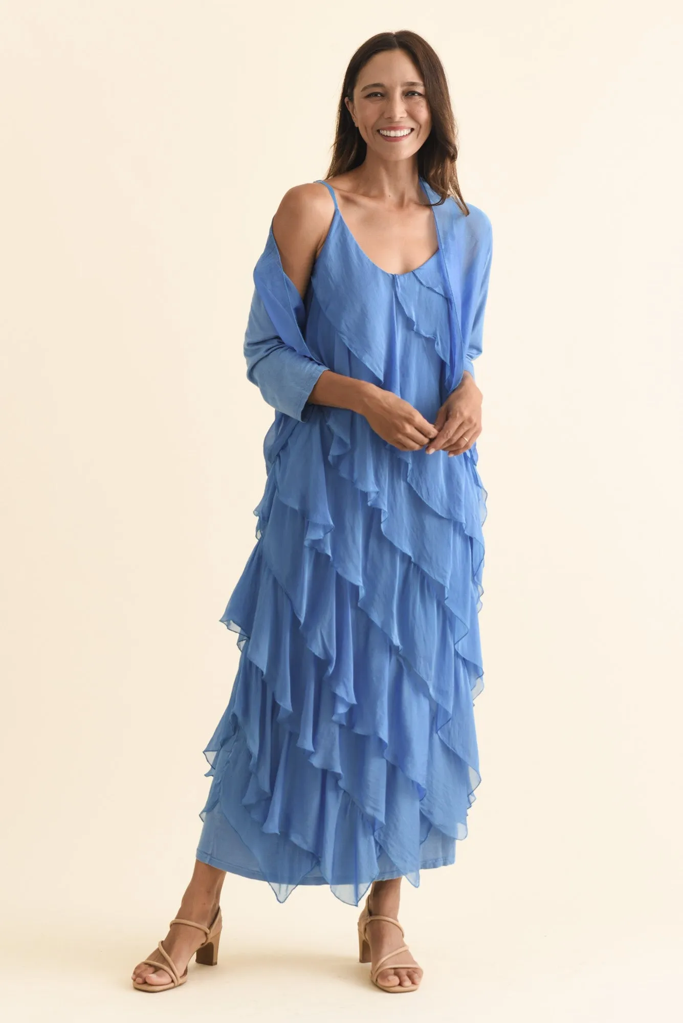Gianetta Blue Silk Cardigan sold by Blue Bungalow product image thumbnail 2