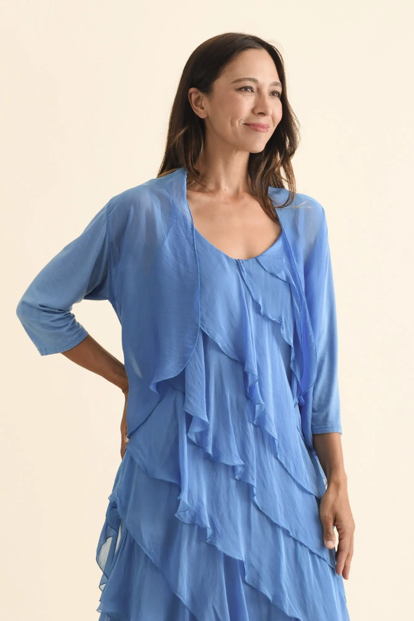 Gianetta Blue Silk Cardigan sold by Blue Bungalow product image thumbnail 3