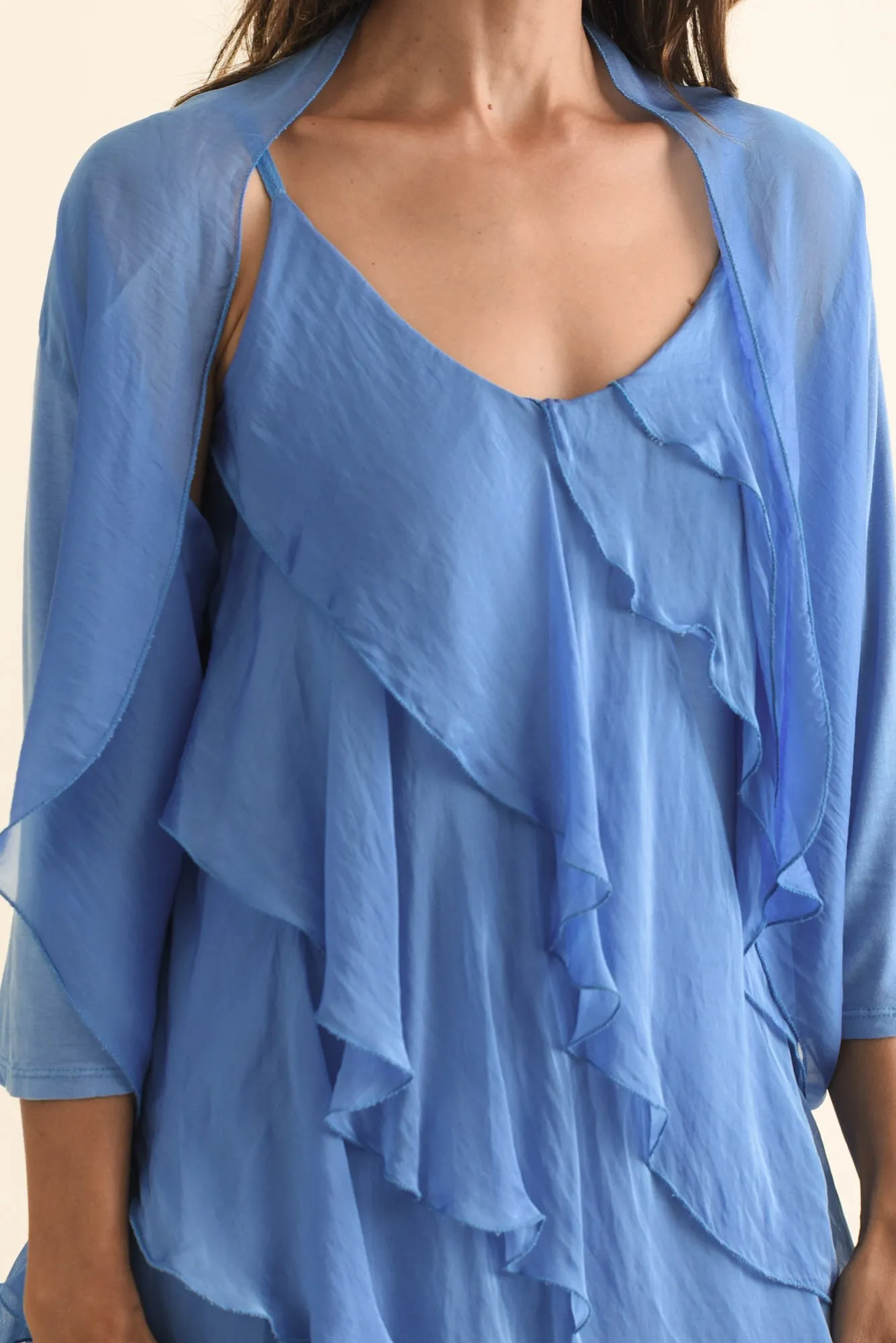 Gianetta Blue Silk Cardigan sold by Blue Bungalow product image thumbnail 5